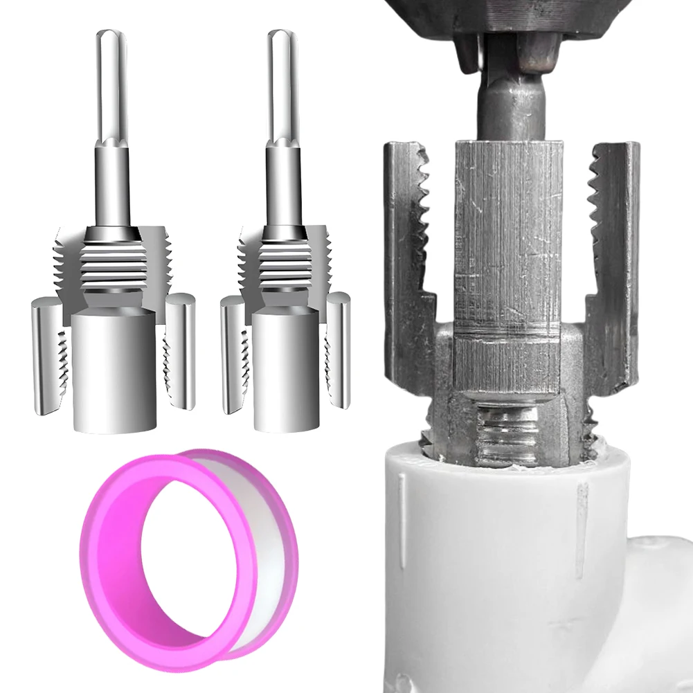 

Встроенный инструмент для нарезания резьбы труб 1/2 3/4 дюйма, двухфункциональный инструмент для резки резьбы, совместимый с электрической дрелью, набор для резьбывания труб