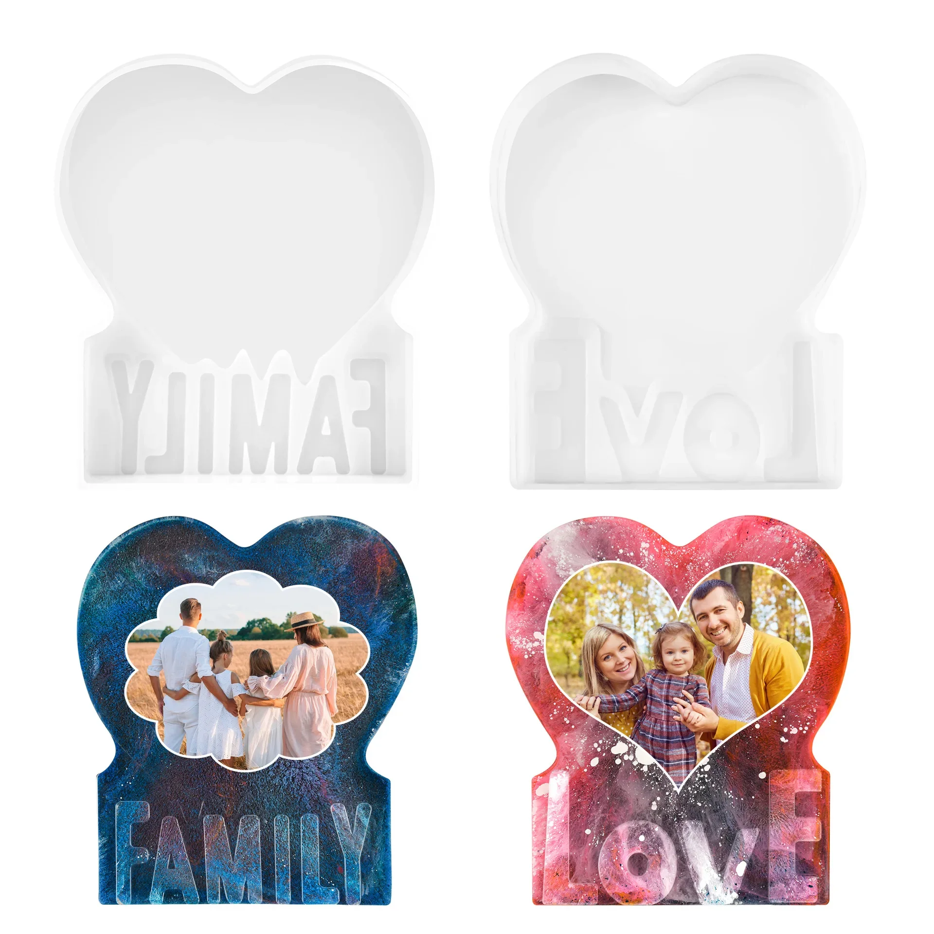 

DIY Crystal Epoxy Resin Mold Love Family Photo Frame Decoration Silicone Mold