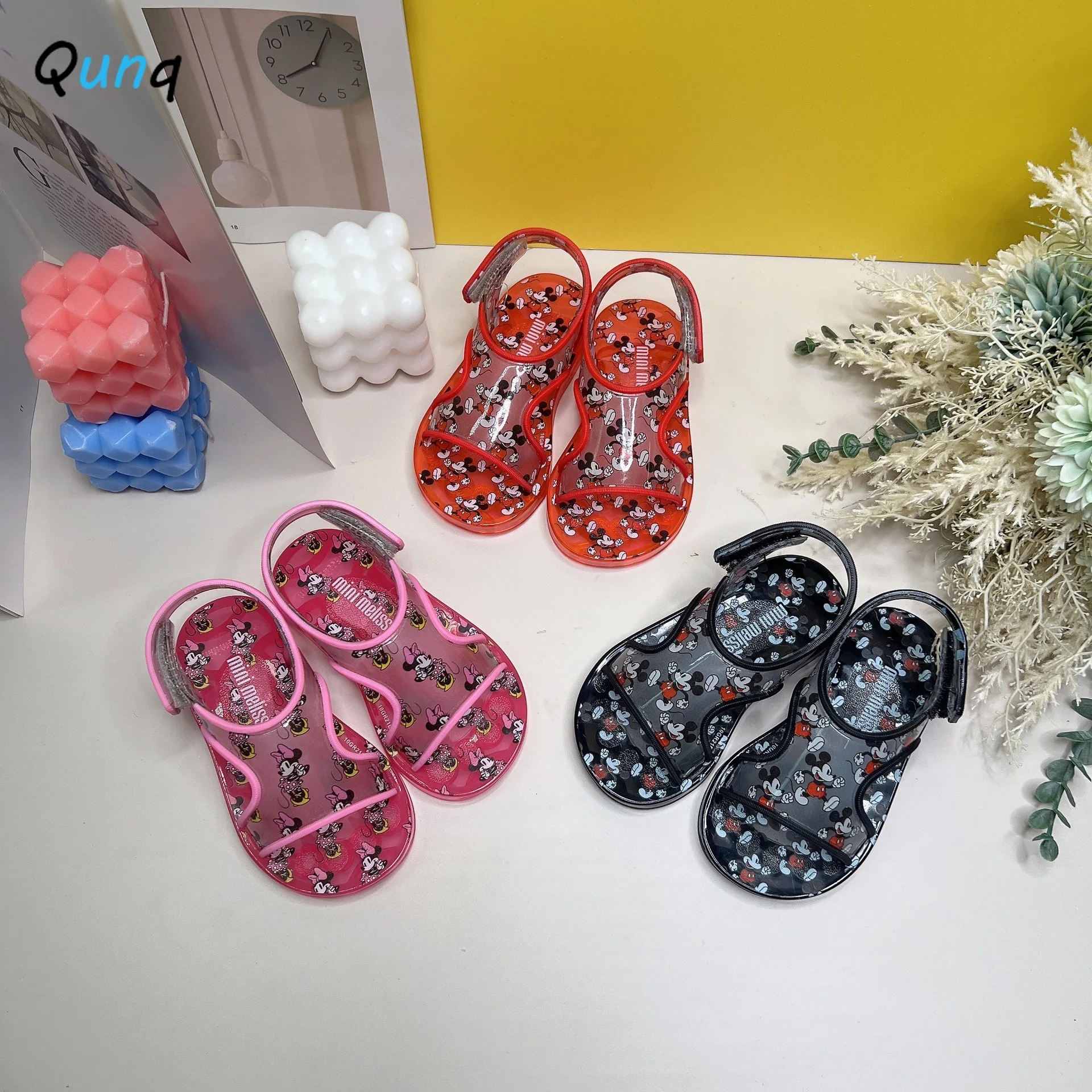 Qunq Summer Children's Cartoon Print Jelly Beach Sandals Waterproof Breathable Wear-Resistant Casual Lovely Sport Kids Shoes