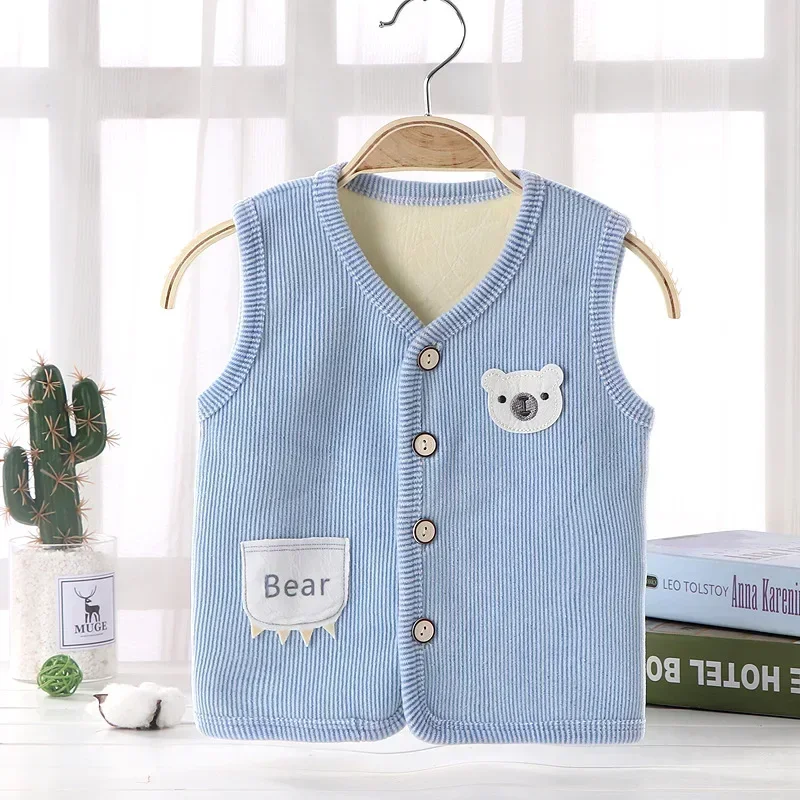 Autumn Winter Children\'s Vest Boy Girl Thicken Velvet lining Keep Warm Jackets Vest Kids Clothes Waistcoat Children\'s Clothing