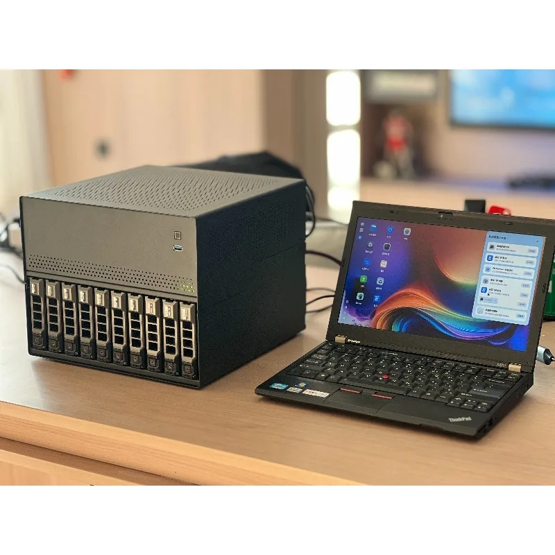 N10 NAS Case - 10+2 Bay Hot Swap, Supports MATX Board & 1U PSU, 4 PCI-E Slots, Aluminum Chassis for Storage