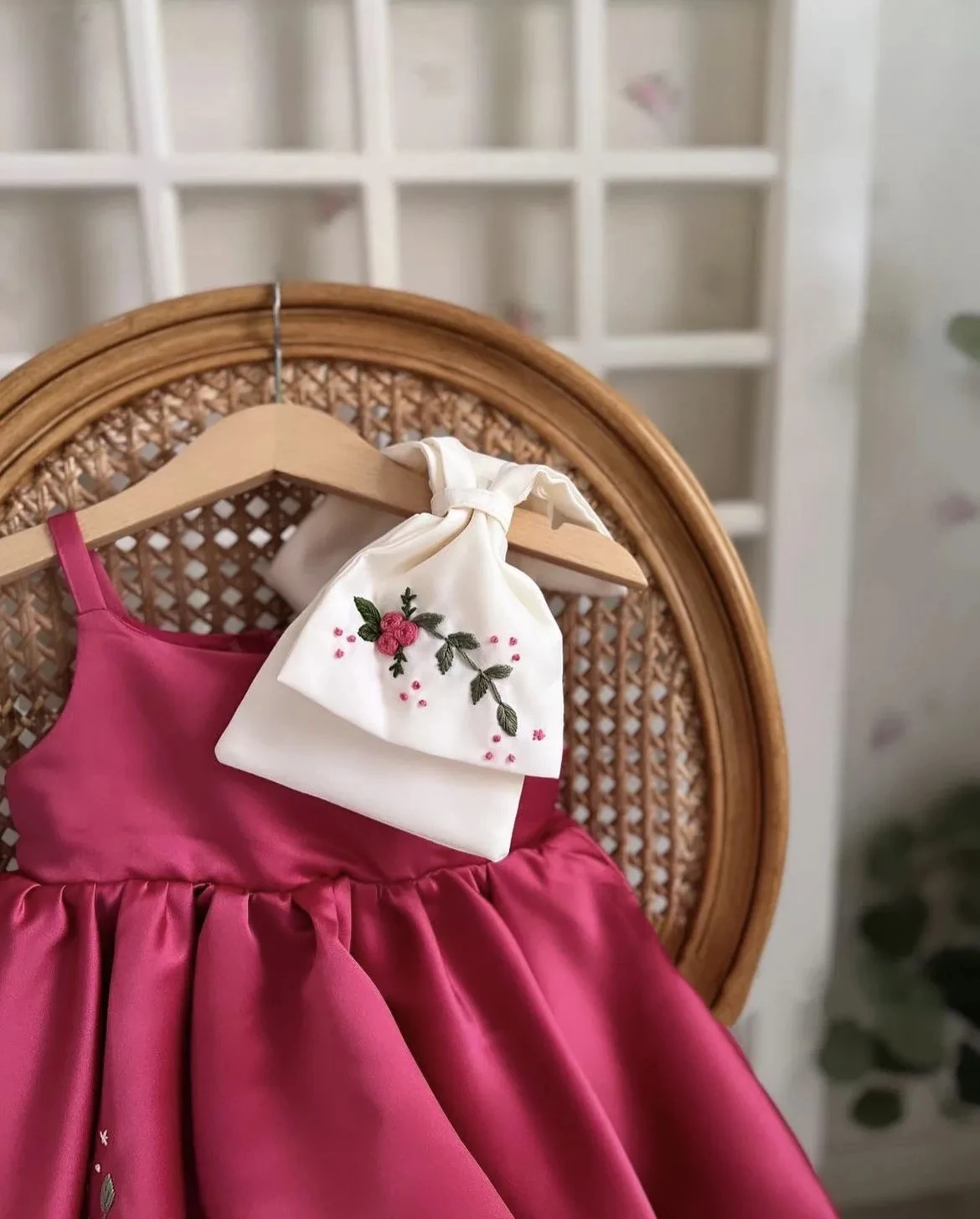 1-12Y Baby Girl Summer Handmade Flower Embroidery Pink Dress for Birthday Holiday Photography Eid Casual