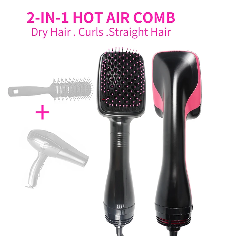 

One Step Hair Dryer & Volumizer Professional Straightening Curling Paddle Brush 3 In 1 Air Cushion Brush For Women Hot Air Brush