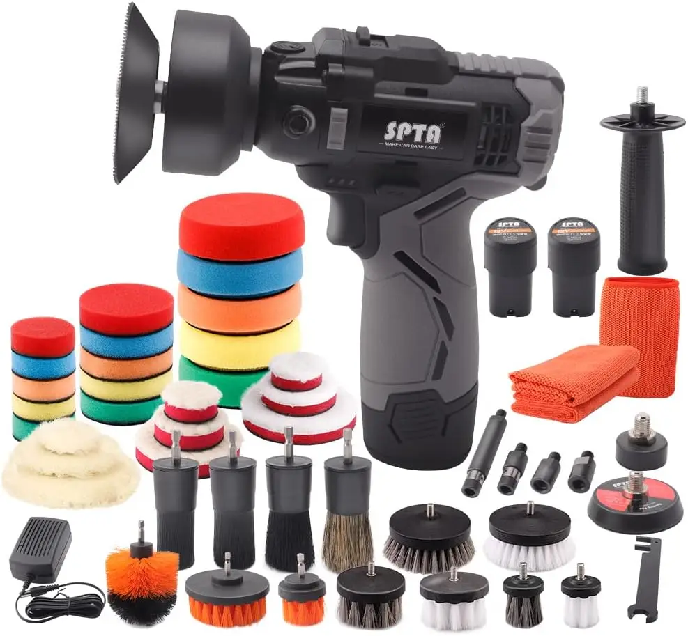 

12V Cordless Dual Action Polisher Kit with Variable Speed, 2000mAh Battery, Fast Charger & Pads for Car Detailing