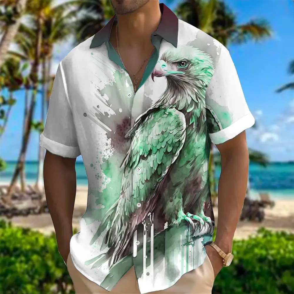 Summer Classic Style Lion Hawaiian Flower Male Social Retro Casual Slim Fit Dress Shirt Blouse Floral Men 3d Print Loose Camisas