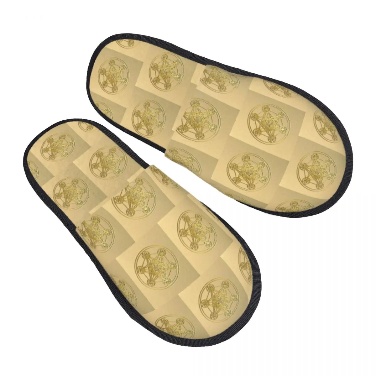 Custom Metatron Cube Sacred Mandala Healing Amulet Slippers Memory Foam Warm Soft Women House Slipper Bedroom Cozy Shoes