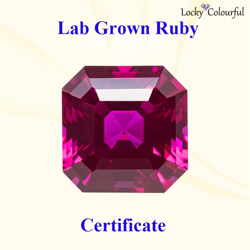 

Lab Grown Ruby Asscher Shape Beads Rubellite Color Charms DIY Selectable AGL Certificate for Jewelry Making Earrings Materials