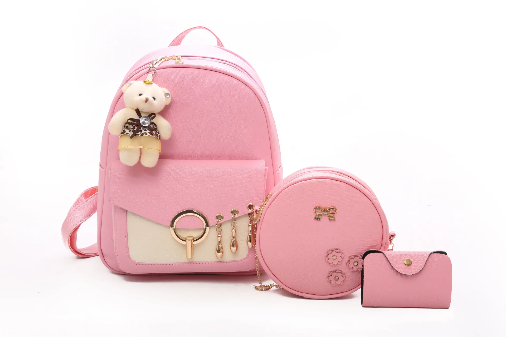 

Fashion Personality Three Piece Set Women's PU Student Girl Shopping Party Travel Child Mother Backpack