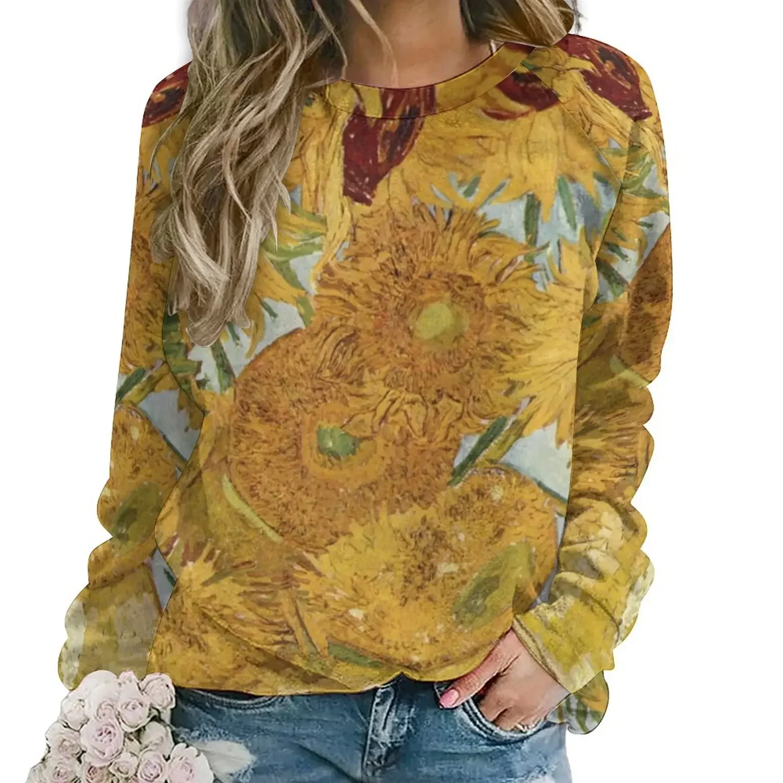 

Sunflowers Hoodies Women Long Sleeve Vincent Van Gogh Trendy Casual Hoodie Wholesale Autumn Harajuku Oversize Design Sweatshirts