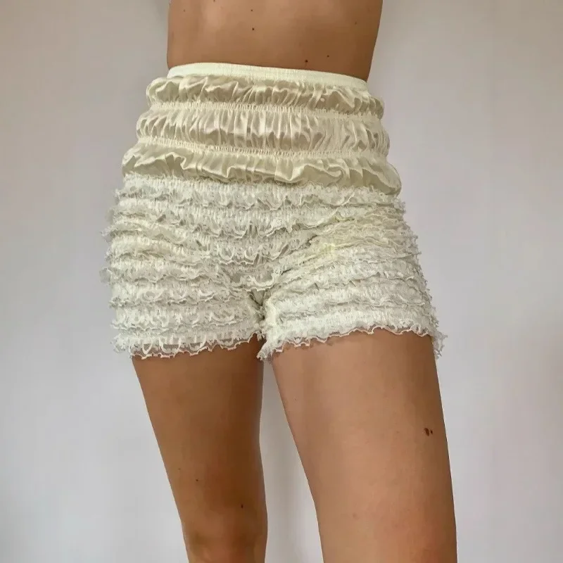 

GUWU Fashion Stack Lace Women High Waist Shorts Summer Streetwear Classic Basic Casual Fitness Short Pants