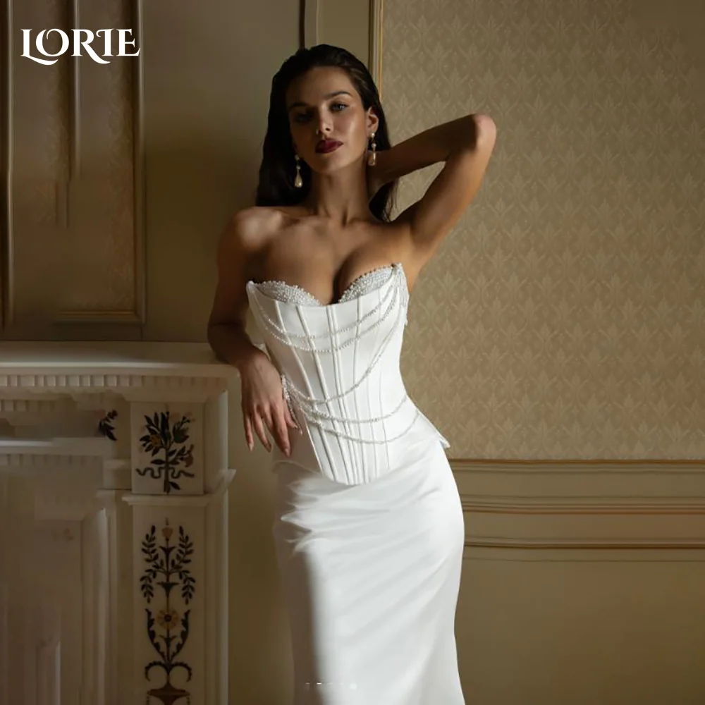 

LORIE Vintage Lace Wedding Dress Mermaid Sweetheart Elegant Sleeveless Appliques Bobycon Bridal Gown CorsetBride Gown Customized