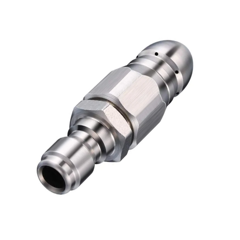 5000 PSI Sewer Jetter Hose Nozzle Stainless Steel High Pressure Drain Cleaner Compatible With 1/4 Inch Pressure Washer