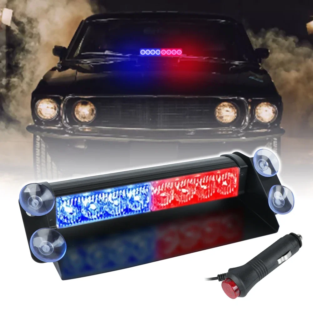 

Car Flashing Police Lamps 12V LED Strobe Warning Lights DRL Day Running Interior Windshield Suction Truck Automotive Accessories