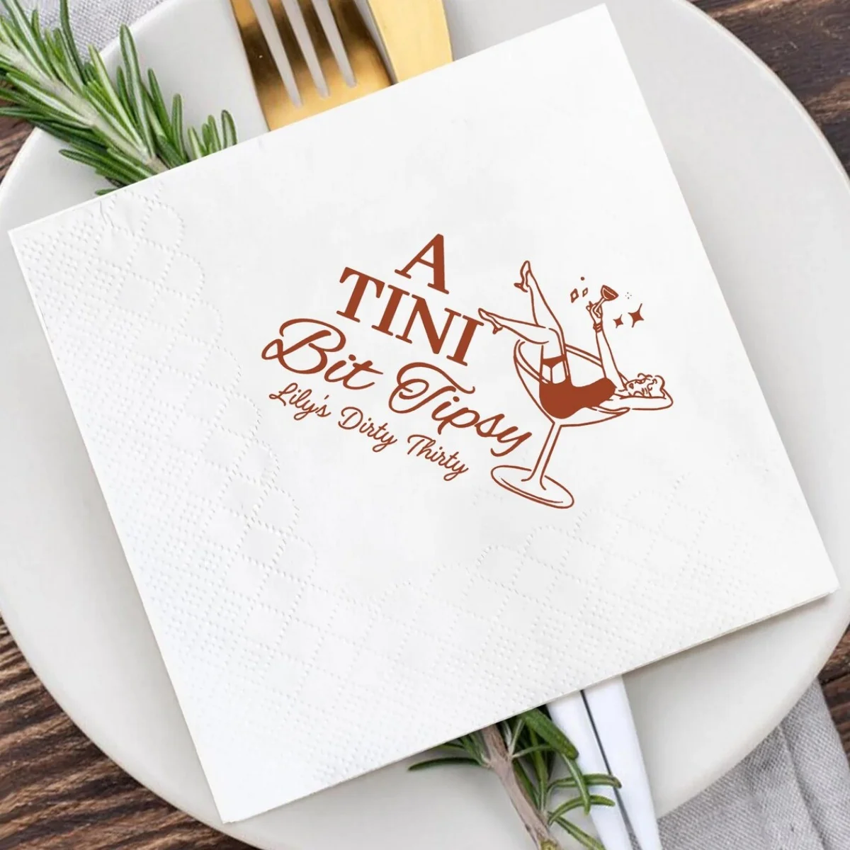 

50pcs Custom Tini Bit Tipsy Napkins: Martini Bachelorette Party Decor