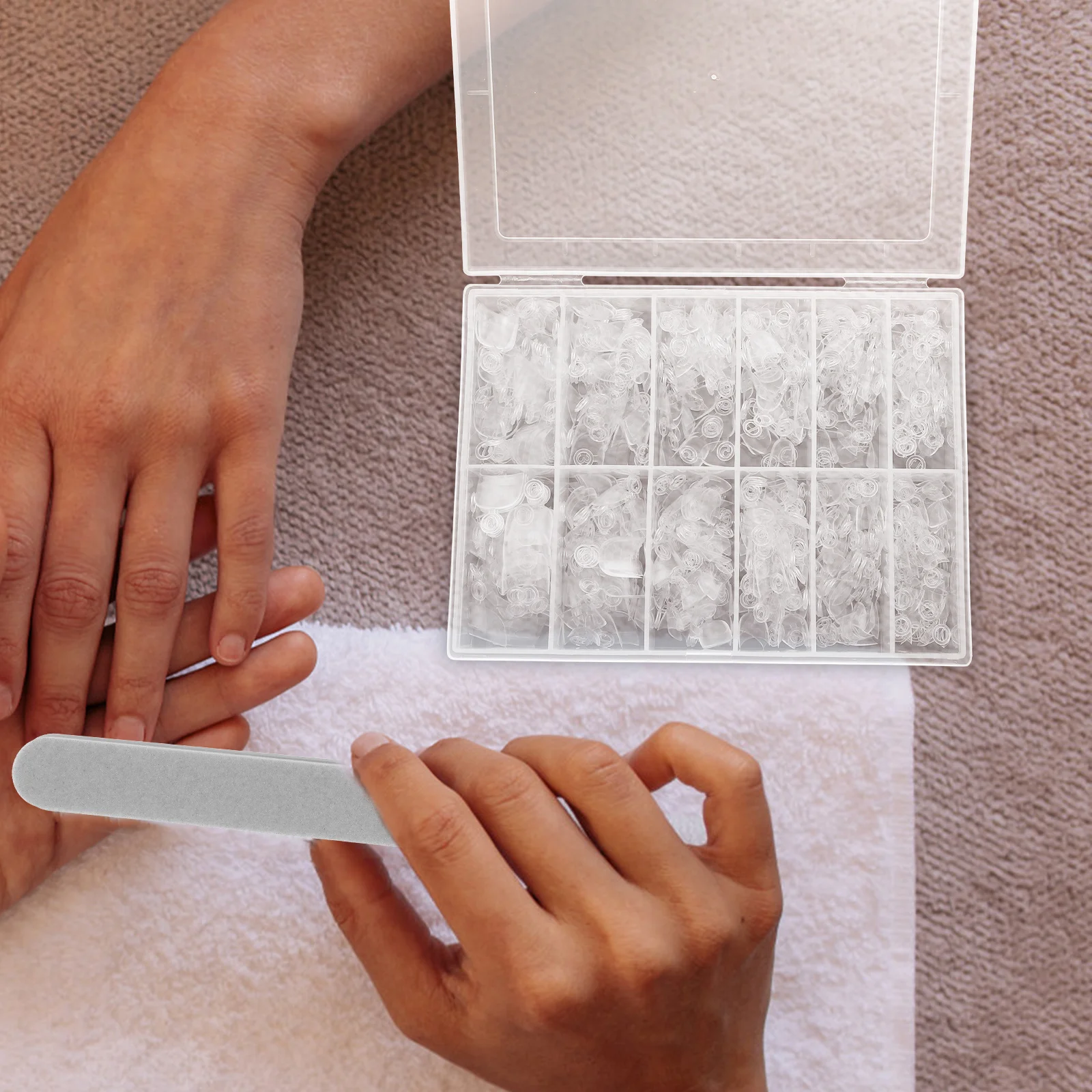 

600Pcs French Style Fake Nails Short Oval Coffin Nail Tips Waterproof False Nail Art Supplies for Women Manicure Decor