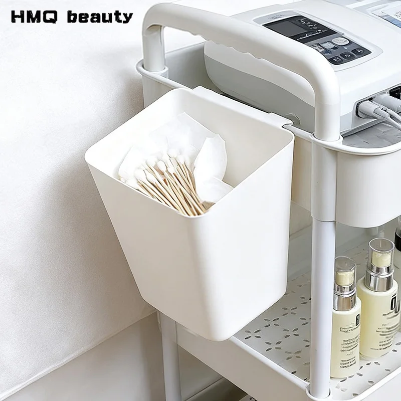 

1pcs Trolley Hanging Storage Bucket Portable Plastic Cart Basket for Home Kitchen Living Room Storage Bucket Desktop Trash Can