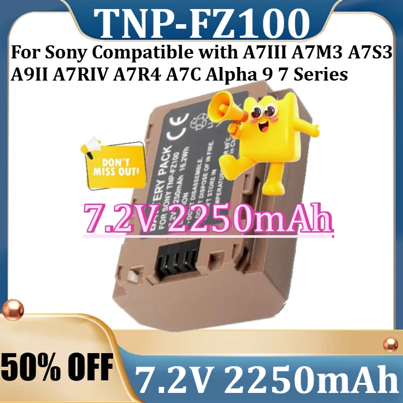 

Аккумулятор FZ100 2250 мАч с прямой зарядкой Type-C для камер Sony A7III, A7M3, A7S3, A9II, A7RIV, A7R4, A7C, Alpha 9, 7 серии
