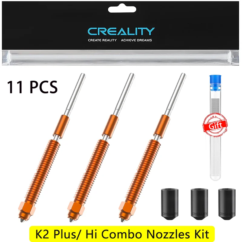 

Official Creality K2 Plus Nozzles,3pcs 0.4mm Unicorn Quick-Swap Nozzle with sock,Upgraded Hardened Steel Nozzle 3D Printer part