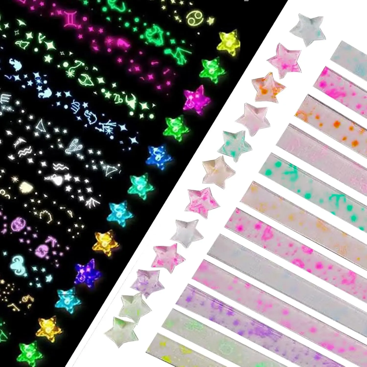 210 Piezas de Papel para Origami de Estrellas, Tiras de Papel Decorativas Coloridas, Tiras de Papel para Estrellas de la Suerte, Tiras de Papel para Origami DIY, Estrellas Brillantes de Origami