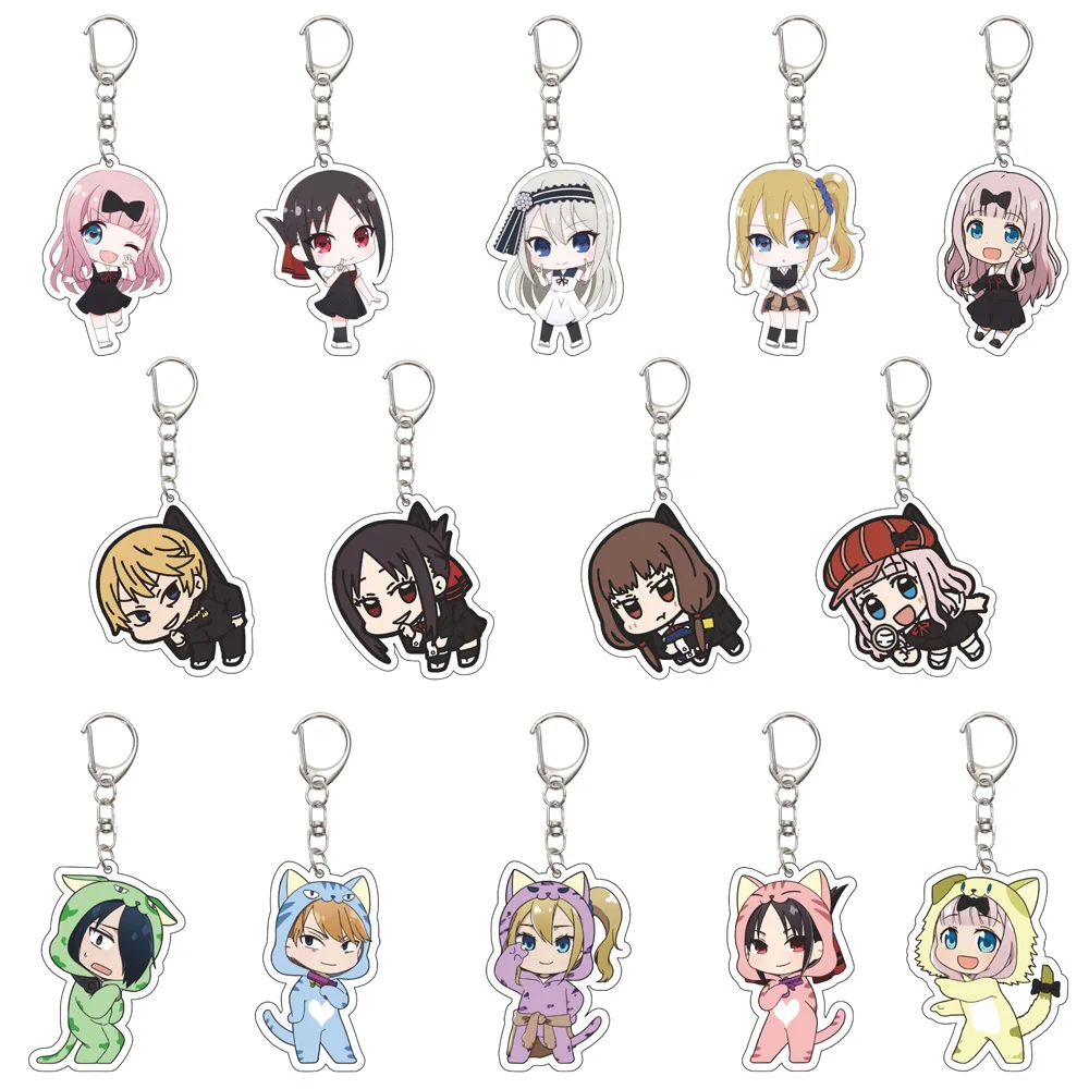 LLavero de Anime Kaguya sama Love Is War de 55MM, llavero Shinomiya Kaguya/Fujiwara Chika, placa modelo acrílica, regalos de navidad