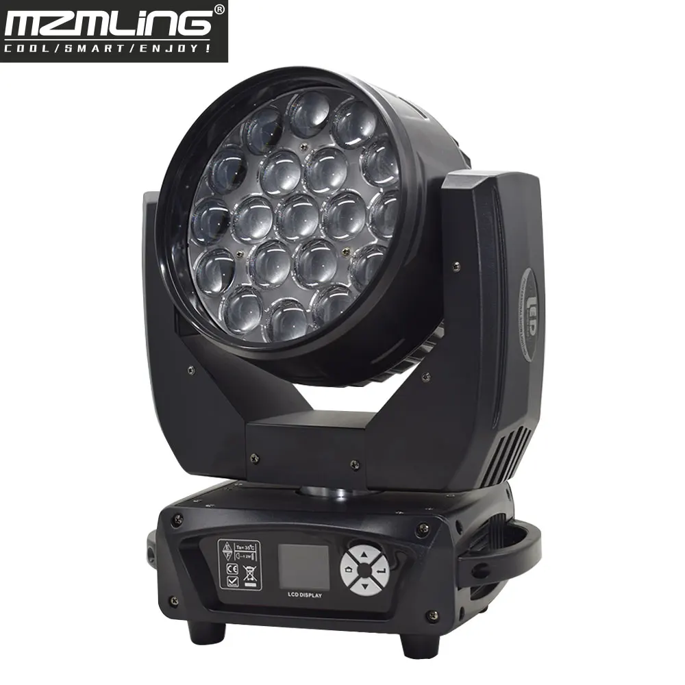 4PCS Lights + 1PCS Flight Case 19x15w RGBW 4in1 Wash/Zoom Light With Ring Control DMX512 Moving Head Light DJ/Bar Stage Light