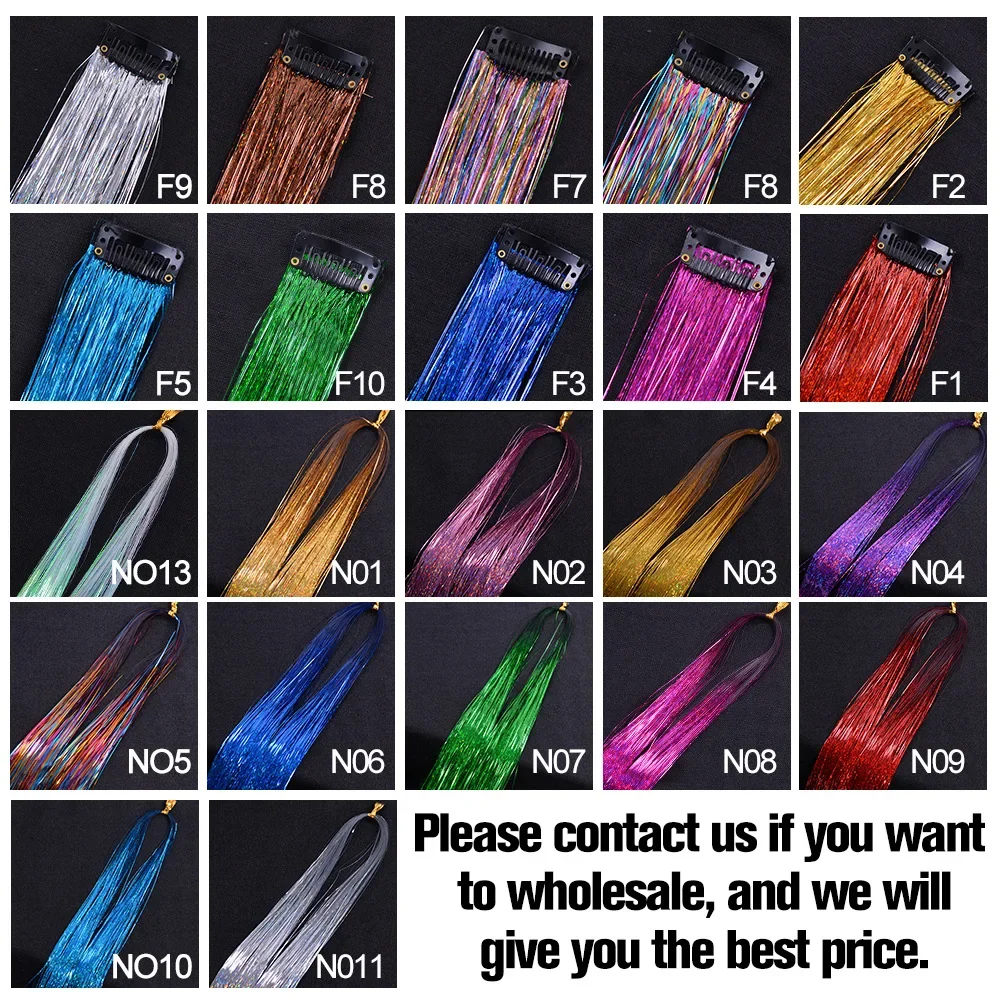 Sparkle Hair Tinsel Rainbow Glitter Strips Colored Strands Girls Headwear Hairbinges Hair Laser False Hair Extensions Decors