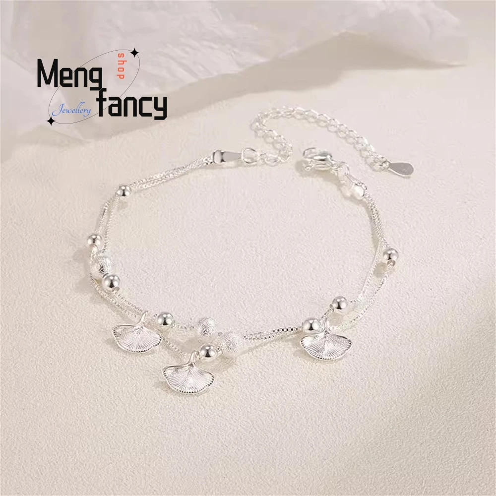 

A Unique Double-Layer Ginkgo Leaf Pendant Bracelet Design For Your Best Friend Girlfriend Fashion Jewelry Exquisite Handicraft