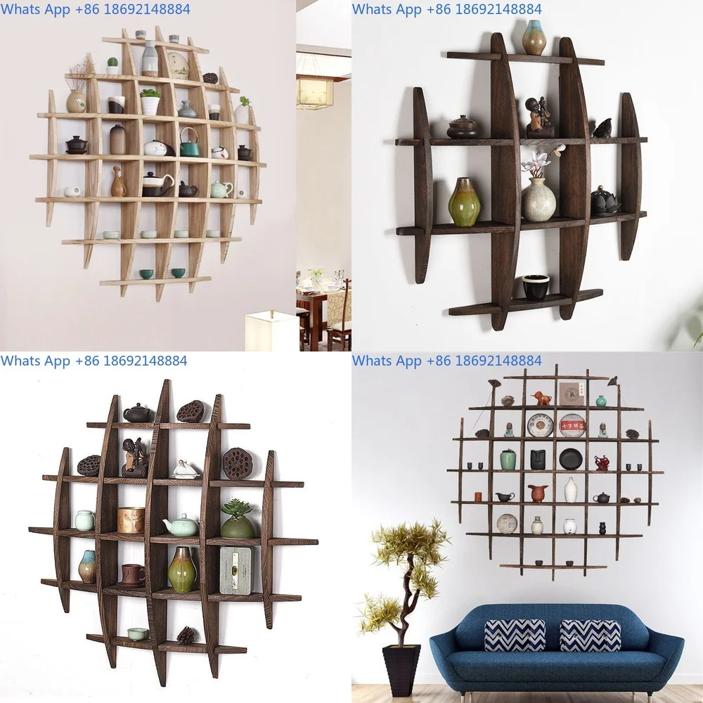 

Wooden Modern Simple Wall Mounted Display Shelf for Tea Sets and Decor