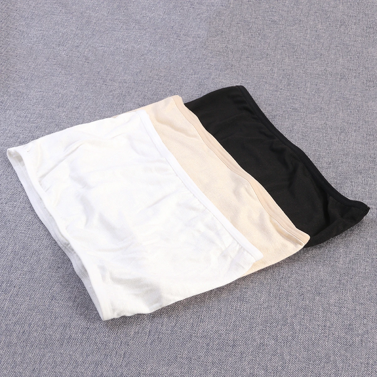 

Elastic Strapless Bandeau Tube Tops No Pad Black White Nude Size L Perfect for Summer Low Cut Dresses