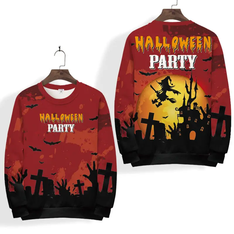 

Halloween Pumpkin Pattern Sweatshirt For Men 3D Printed Happy Halloween Round Neck Pullover Tops Casual Oversized Men Clothing