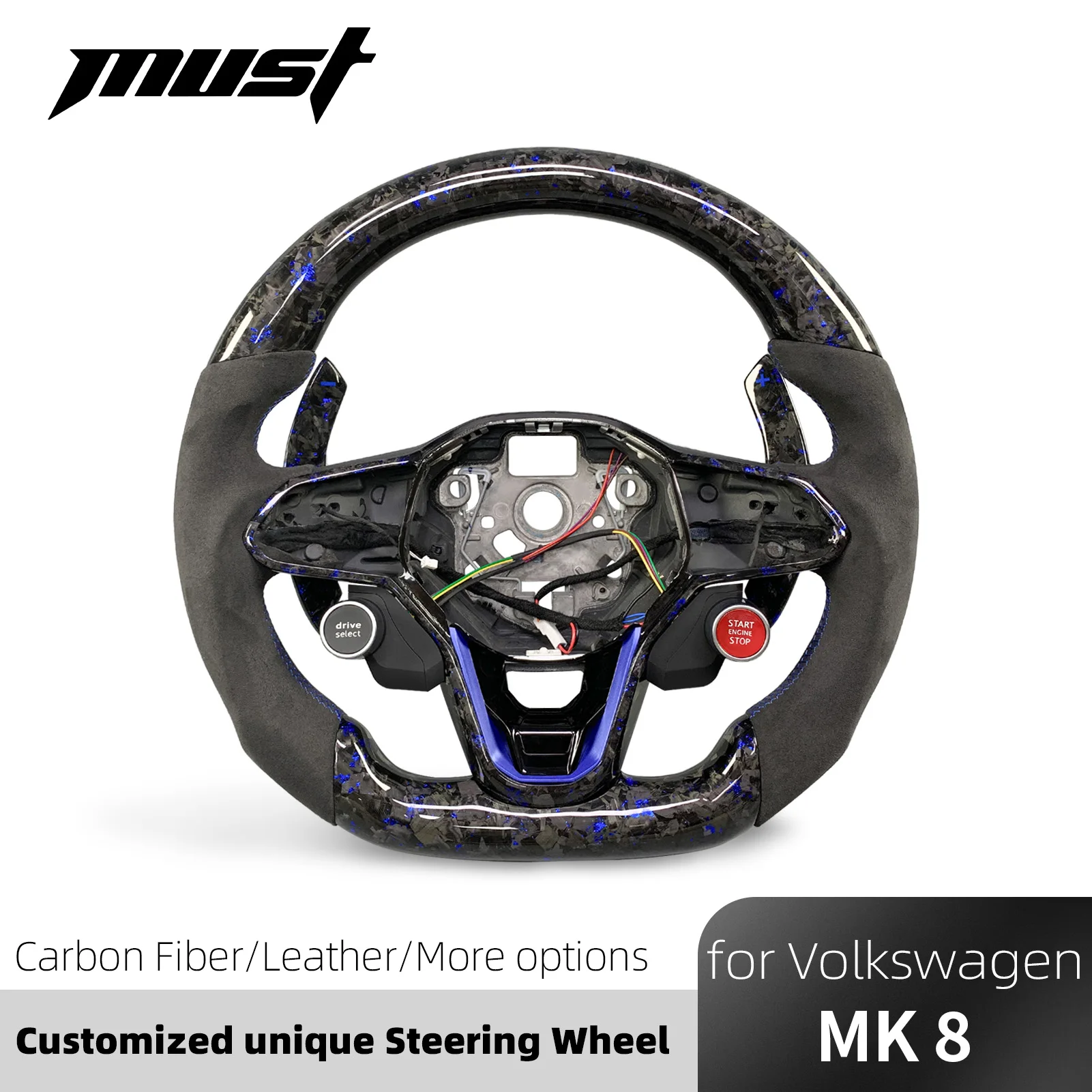 For Volkswagen VW MK8 2020-2025 Golf 8 GTI R Touareg Jetta Tiguan CC ID3 ID4 ID7 Customized Sports Carbon Fiber Steering Wheel