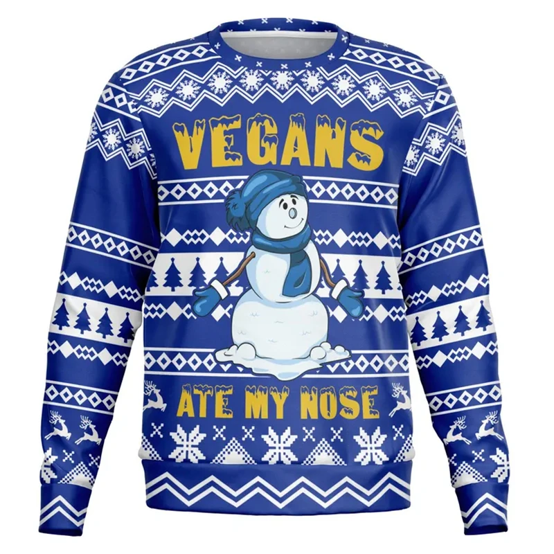 New In Vegans Ugly Christmas Sweater Fashion Funny Holiday Xmas 3D Printed Men Women Sweatshirt Trend Streetwear Pullovers Tops