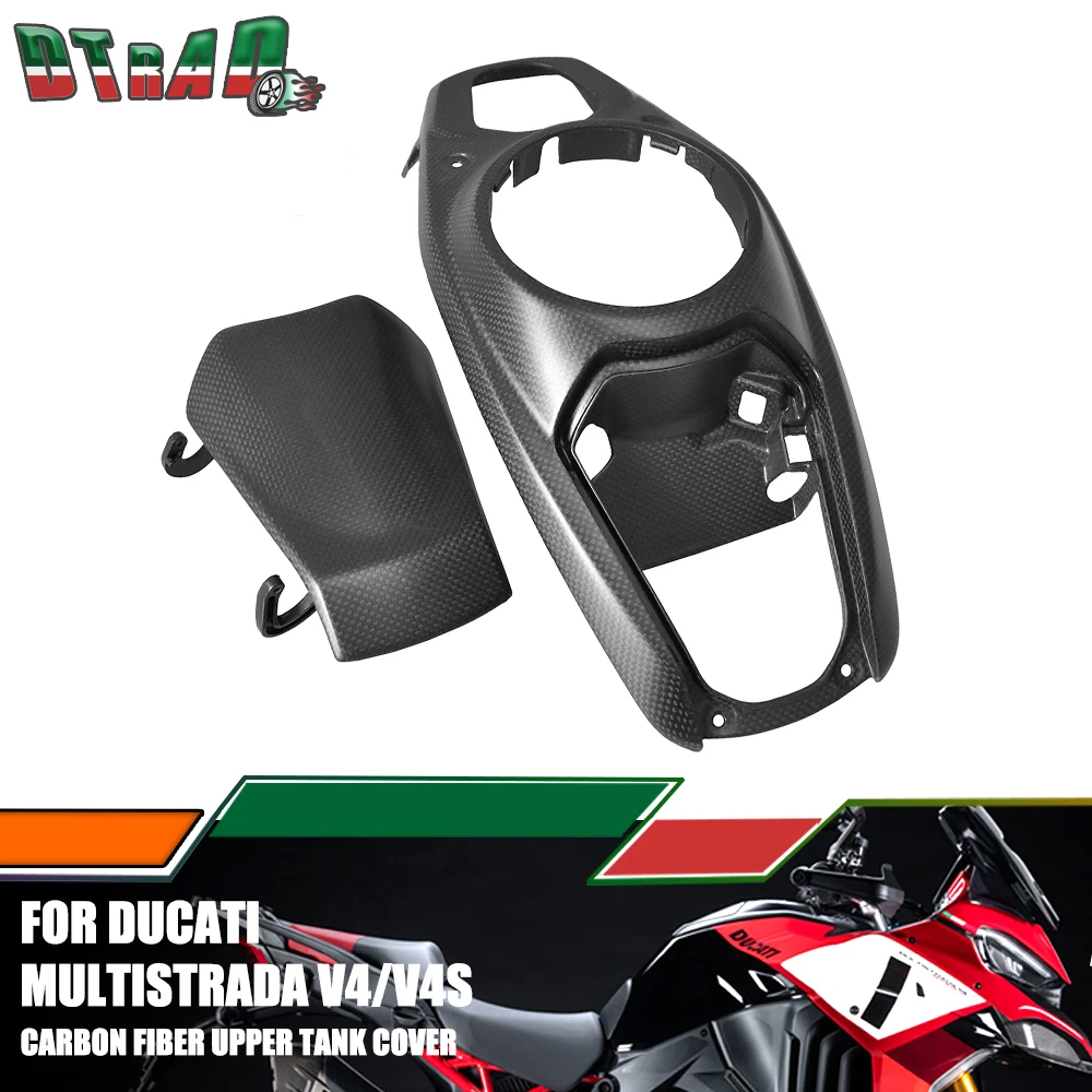 For DUCATI Multistrada V4 V4S Pikes Peak/Rally/Sport/RS 2021-2023 2024 Carbon Fiber Upper Fuel Tank Cover Protection Fairing Kit