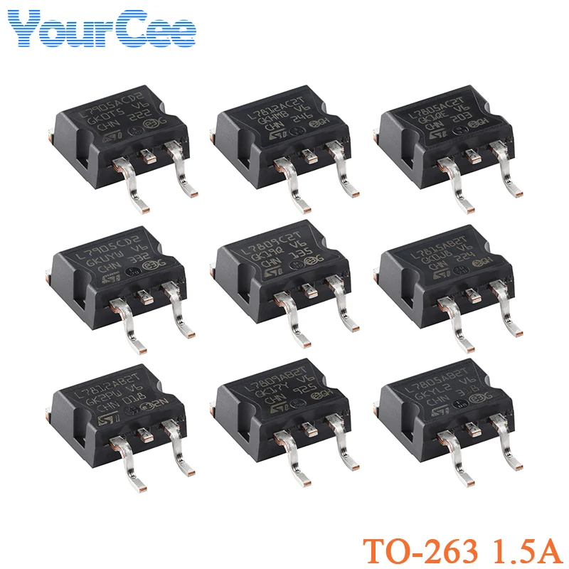 5Pcs L7805ABD2T L7815ABD2T L7905ACD2T L7805ACD2T L7905CD2T L7809CD2T L7812ABD2T L7809ABD2T -TR TO-263 1.5A Positive Negative