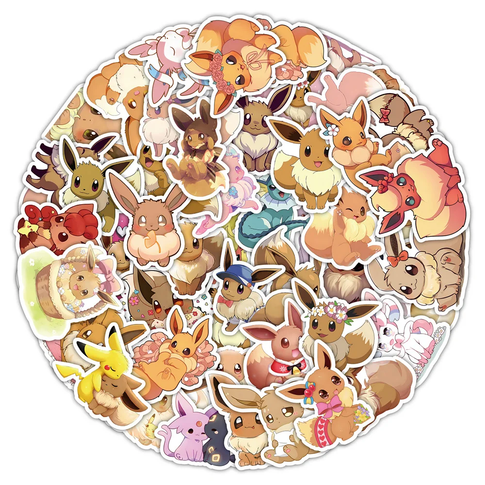 10/30/50pcs Cute Cartoon Anime Pokemon Eevee Graffiti Stickers Decal Laptop Motorcycle Scrapbook Phone Waterproof Sticker Toy