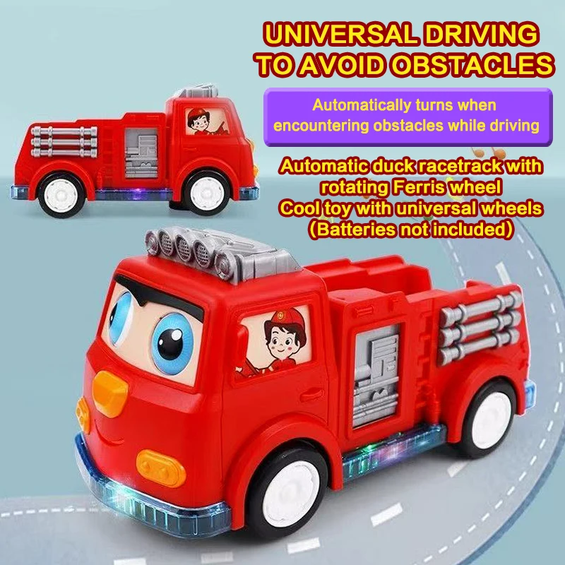 Colorful Sound And Light Rotating Ferris Wheel Track Fire Truck Toy with Duck Stair Climbing Feature Baby's Favorite Holiday Gif