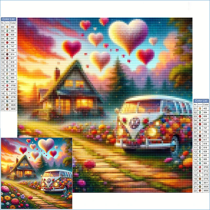 

Diamond Painting New Arrivals 2025 Old Volkswagen Bus In Flower Garden Stitch Items Diamond Art Accessories Crafts Adults
