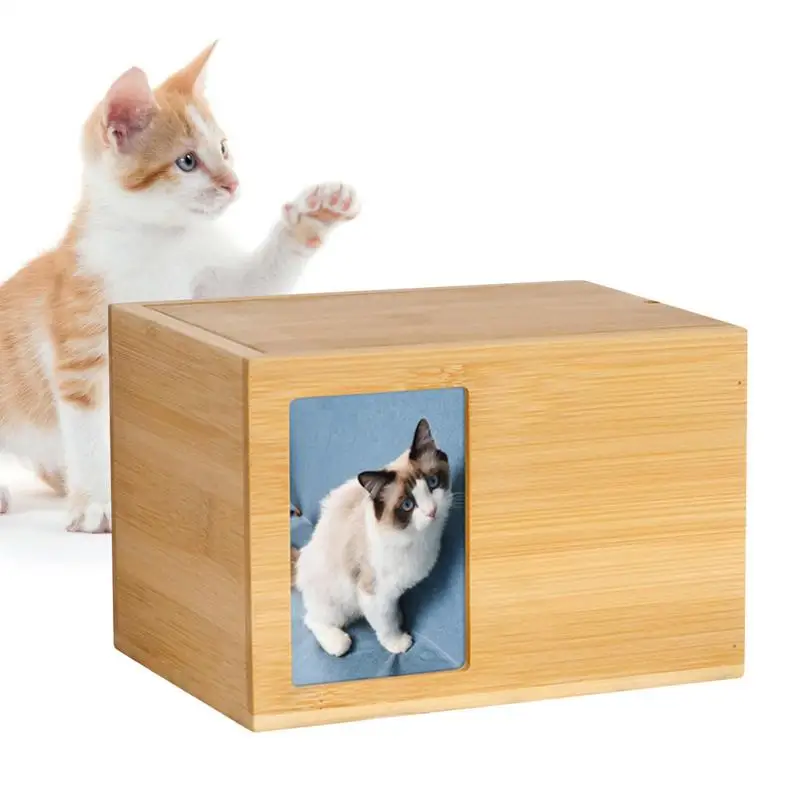 Pet Ashes Keepsake Box Wooden Funeral Cremation Urns With Photo Frame Personalized Pet Memorial Urns For Dog Or Cat Ashes