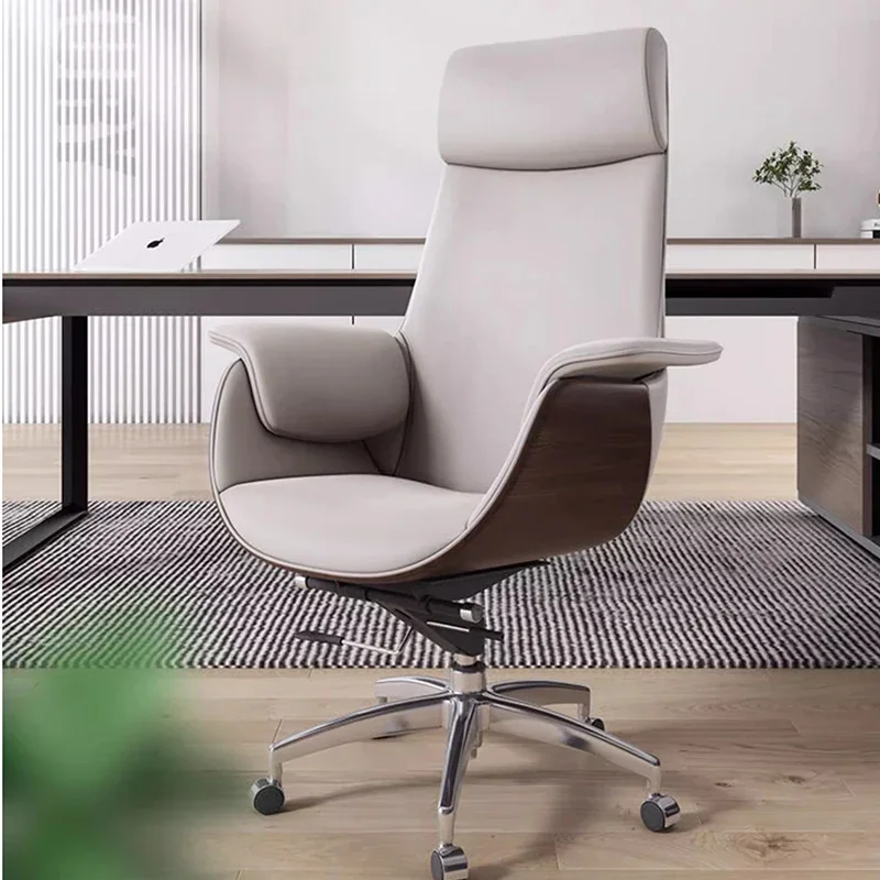 

Executive Office Chair Hydraulic Lift Ergonomic Lumbar Support Swivel Rolling Chair Home Study Desk Chair Luxe Leather