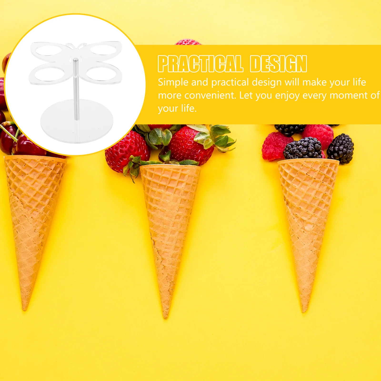 

Stable Desktop Ice Cream Stand Acrylic Cone Holder For Party Dessert Display Compatible With Sushi Rolls Easy Assembly