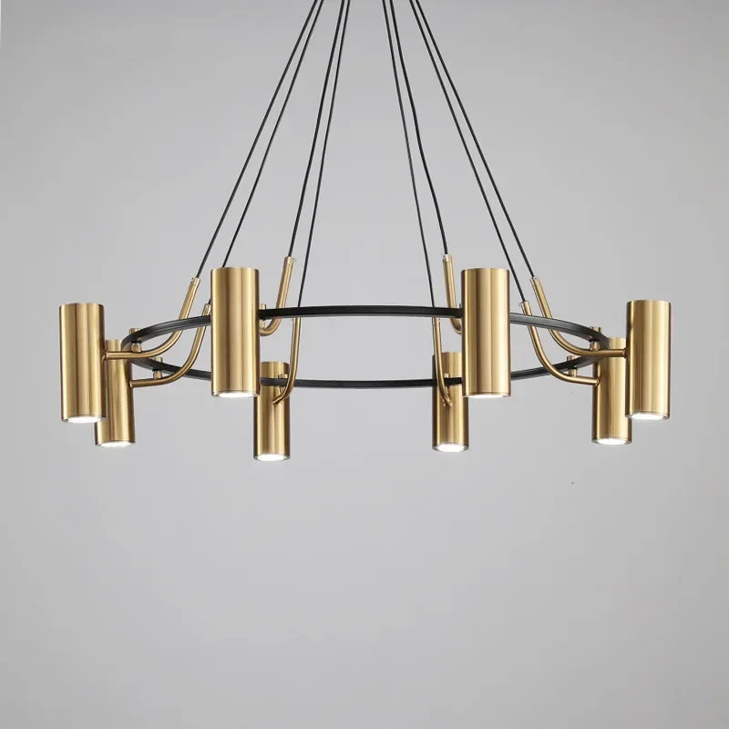 

SANDYHA Stunning Modern Copper Ring Spotlight Chandelier LED Lamp Ideal for Home Living Dining Room Elegant Salon Design