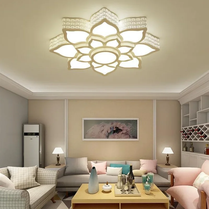 

Nordic LED Ceiling Light Flower Creative Living Room Headlight 2024 New Atmospheric Home Room Simple Bedroom Lamp Plexiglass