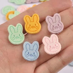 30Pcs 20x15mm Rabbit PU Fiber Leather Labels Embossed Tags DIY Flag Label For Garment Sewing Accessories cp3704