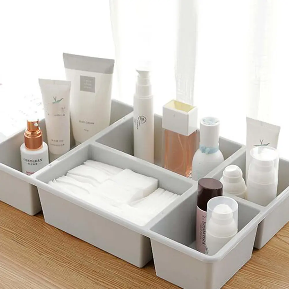 

Органайзер для ящиков с 5 отделениями, белый, из полипропилена, для хранения на столе, легкий, штабелируемый, идеально подходит для косметики