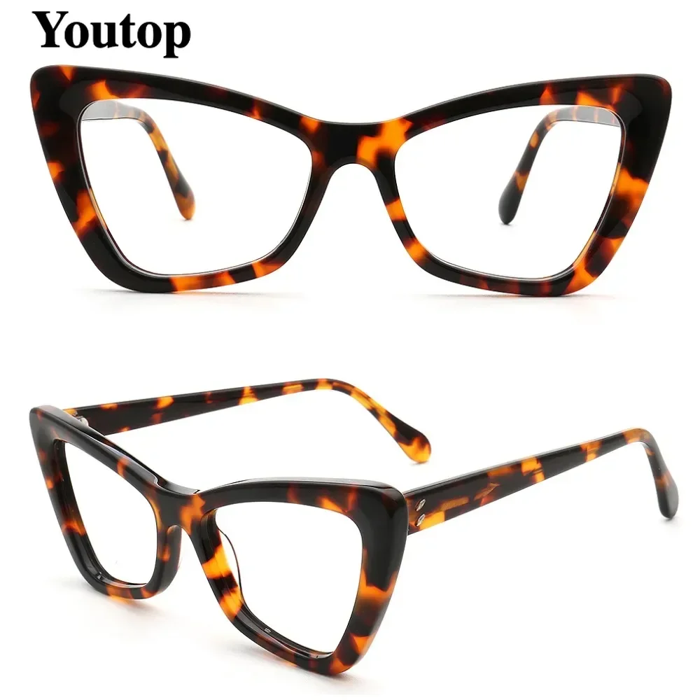 Vintage Cat Eye Women Eyeglasses for Female Retro Optical Glasses Frames Prescription Spectacles Tortoise Eyewear Bulky Eyeglass