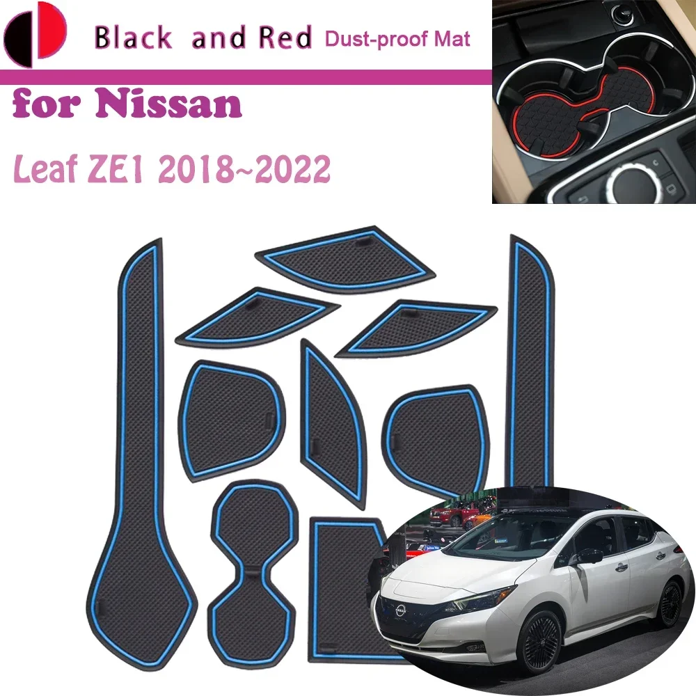 

Rubber Door Groove Mat for Nissan Leaf ZE1 2018~2022 2019 2020 2021 Cushion Gate Storage Slot Coaster Dust-proof Car Sticke Rug