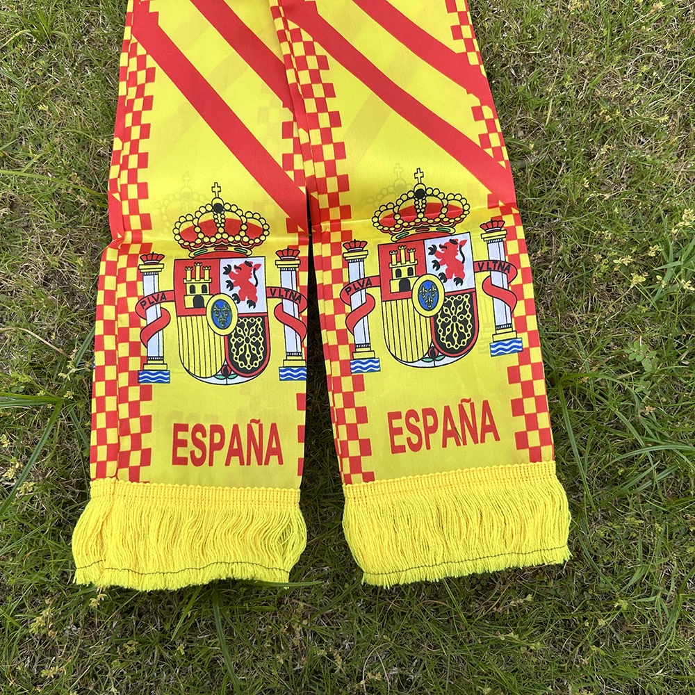 SKY FLAG Spain scarf 14x130cm Double Side Printing Satin Football Soccer Fans Spain Scarf flags banner for sport decoration