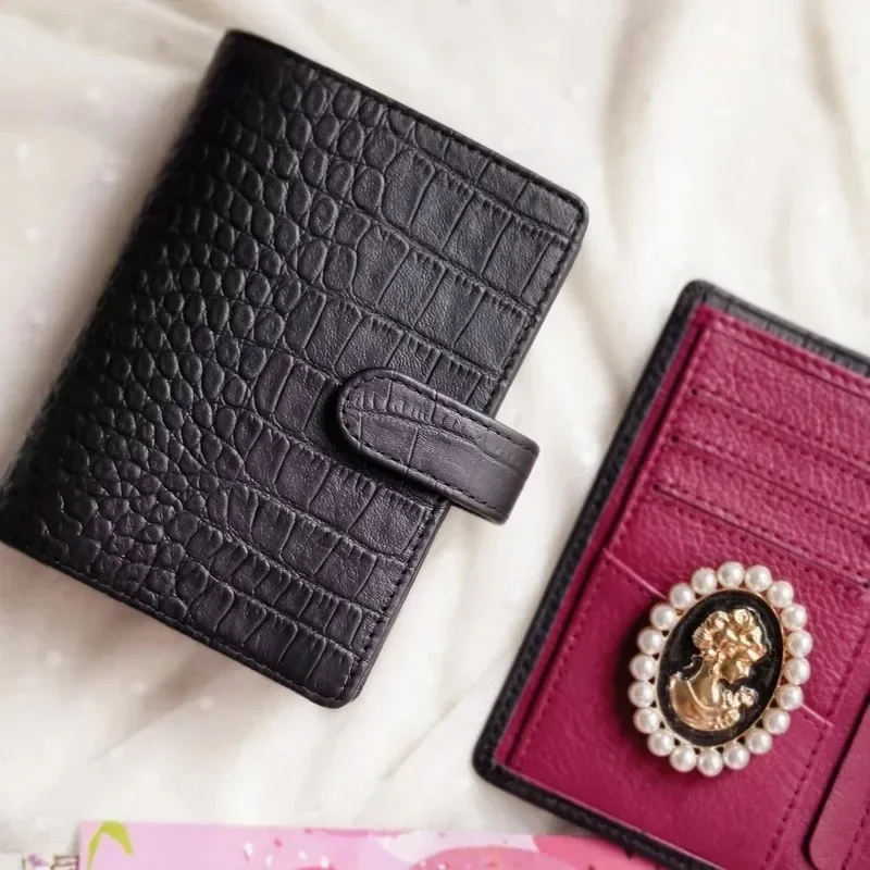 New Genuine Leather 5Rings A8 Mini M5 Loose-Leaf Hand Account Notebook Wallet Portable Notepad Agenda Organizer Cowhide Diary