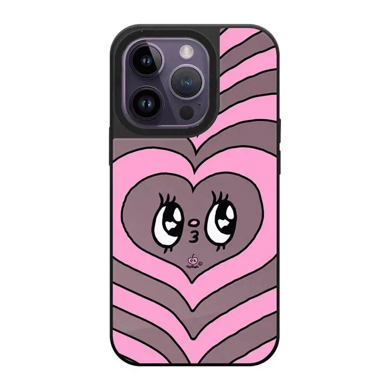 

Mirror Surface Cute Heart Phone Case Cover for iPhone 14 13 12 11 15 Pro Max Case for iPhone 15 ProMax