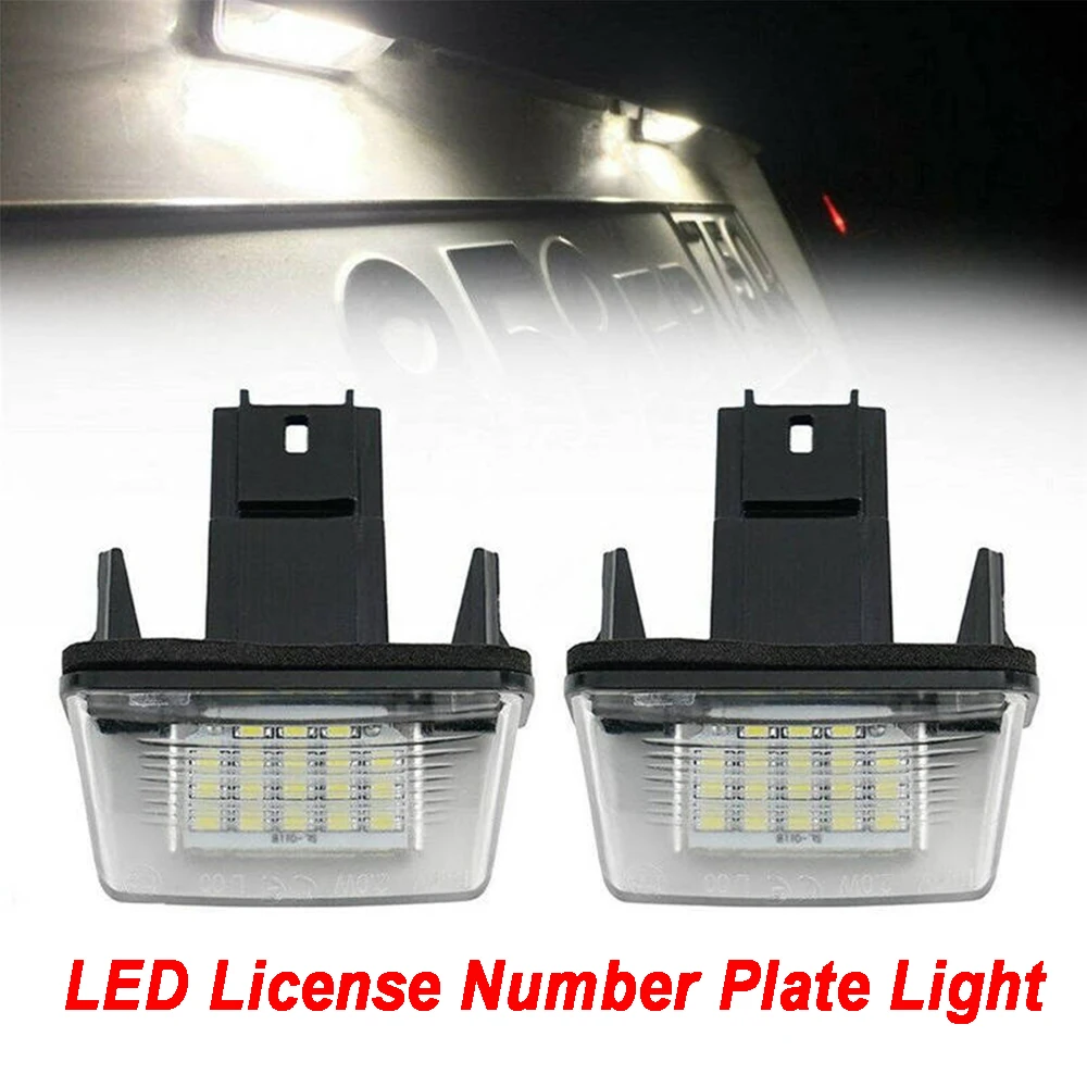 

2pcs Car LED License Number Plate Light Lamp Canbus 6000K Super White For Citroen C3 C4 C5 Peugeot 206 207 307 406 407 5008
